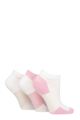Ladies 3 Pair Elle Sheer Stripe Cushioned Heel and Toe Sports Bamboo Trainer Socks - Fresh Pink