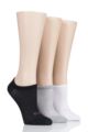 Ladies 3 Pair Elle Sport Mesh Bamboo No Show Socks - Black / Grey / White