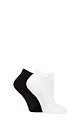Women's 2 Pair Elle Bamboo Cushioned Heel & Toe No Show Sports Socks - Black & White
