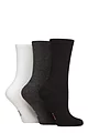 Women's 3 Pair Elle Half Cushion Bamboo Sports Socks - Black / Grey / White