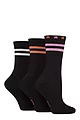Women's 3 Pair Elle Half Cushion Bamboo Sports Socks - Black Stripe