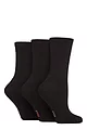 Women's 3 Pair Elle Half Cushion Bamboo Sports Socks - Plain Black