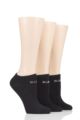 Ladies 3 Pair Elle Plain, Stripe and Patterned Cotton No-Show Socks - Black