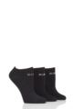 Ladies 3 Pair Elle Plain, Stripe and Patterned Cotton No-Show Socks - Black