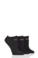Women's 3 Pair Elle Plain, Stripe and Patterned Cotton No-Show Socks - Black