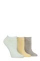 Ladies 3 Pair Elle Plain, Stripe and Patterned Cotton No-Show Socks - Fresh Mint Plain