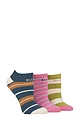 Women's 3 Pair Elle Plain, Stripe and Patterned Cotton No-Show Socks - Coastal Joy Striped