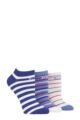 Ladies 3 Pair Elle Plain, Stripe and Patterned Cotton No-Show Socks - Blueberry Cream Stripe