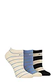 Women's 3 Pair Elle Plain, Stripe and Patterned Cotton No-Show Socks - Leopard Noir Striped
