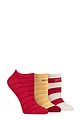 Women's 3 Pair Elle Plain, Stripe and Patterned Cotton No-Show Socks - Parisian Rose Striped