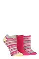 Women's 3 Pair Elle Plain, Stripe and Patterned Cotton No-Show Socks - Cherry Fizz Striped