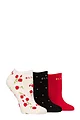 Women's 3 Pair Elle Plain, Stripe and Patterned Cotton No-Show Socks - Parisian Rose Patterned
