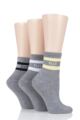 Ladies 3 Pair Elle Half Cushion Sports Anklet Socks - Grey