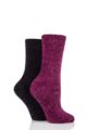 Ladies 2 Pair Elle Chenille Boot Socks - Blackbird