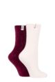 Ladies 2 Pair Elle Chenille Boot Socks - Mauvewood