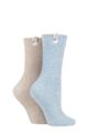 Ladies 2 Pair Elle Chenille Boot Socks - Raw Silk