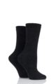 Ladies 2 Pair Elle Chenille Boot Socks - Black