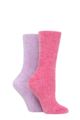 Ladies 2 Pair Elle Chenille Boot Socks - Wild Rose