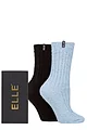 Women's 2 Pair Elle Boucle Gift Boxed Boot Socks - Dusky Blue / Black