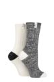 Ladies 2 Pair Elle Velvet Soft and Sparkle Boot Socks - Black