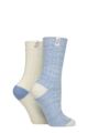 Women's 2 Pair Elle Velvet Soft and Sparkle Boot Socks - Powder Blue