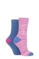 Ladies 2 Pair Elle Velvet Soft and Sparkle Boot Socks - Neon Lights