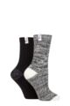 Ladies 2 Pair Elle Velvet Soft and Sparkle Boot Socks - Blacks