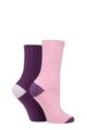 Ladies 2 Pair Elle Velvet Soft and Sparkle Boot Socks - Royal Purple