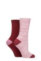 Ladies 2 Pair Elle Velvet Soft and Sparkle Boot Socks - Smokey Pink