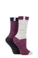 Ladies 2 Pair Elle Micropoly Chunky Boot Socks - Beetroot