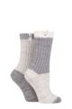 Ladies 2 Pair Elle Micropoly Chunky Boot Socks - Charcoal Twist