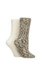 Women's 2 Pair Elle Multi Cosy Slipper Socks with Grip - Forager