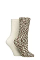 Women's 2 Pair Elle Multi Cosy Slipper Socks with Grip - Forager