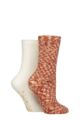 Women's 2 Pair Elle Multi Cosy Slipper Socks with Grip - Wild Poppy