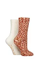 Women's 2 Pair Elle Multi Cosy Slipper Socks with Grip - Wild Poppy