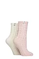Women's 2 Pair Elle Speckled Cable Cosy Socks - Soft Pink