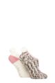 Ladies 2 Pair Elle Cosy Mary Jane Socks - Wild Rose / White