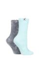 Ladies 2 Pair Elle Chenille Leisure Socks - Iced Aqua