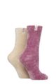 Women's 2 Pair Elle Chenille Leisure Socks - Smokey Pinks