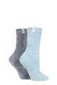 Ladies 2 Pair Elle Chenille Leisure Socks - Kentucky Blue / Grey