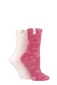 Ladies 2 Pair Elle Chenille Leisure Socks - Shrinking Violet / Pink