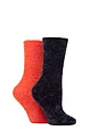 Women's 2 Pair Elle Chenille Leisure Socks - Charcoal / Rust
