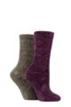 Ladies 2 Pair Elle Chenille Leisure Socks - Royal Purple