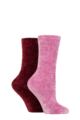 Ladies 2 Pair Elle Chenille Leisure Socks - Smokey Pink