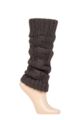 Ladies 1 Pair Elle Chunky Cable Knit Leg Warmers - Charcoal