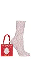 Women's 1 Pair Elle Popcorn Feather Cosy Gift Boxed Socks - Pink / Cream