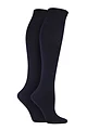 Women's 2 Pair Elle Plain and Striped Cotton Knee Highs - Navy
