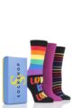 Ladies 3 Pair SOCKSHOP Bamboo Bright Gift Boxed Socks - The Power Of Love - Pride