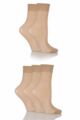 Ladies 5 Pair Elle 15 Denier Ankle High Socks - Nude