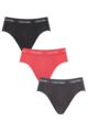 Mens 3 Pack Calvin Klein Cotton Stretch Hip Briefs - Black / Coral / Phantom